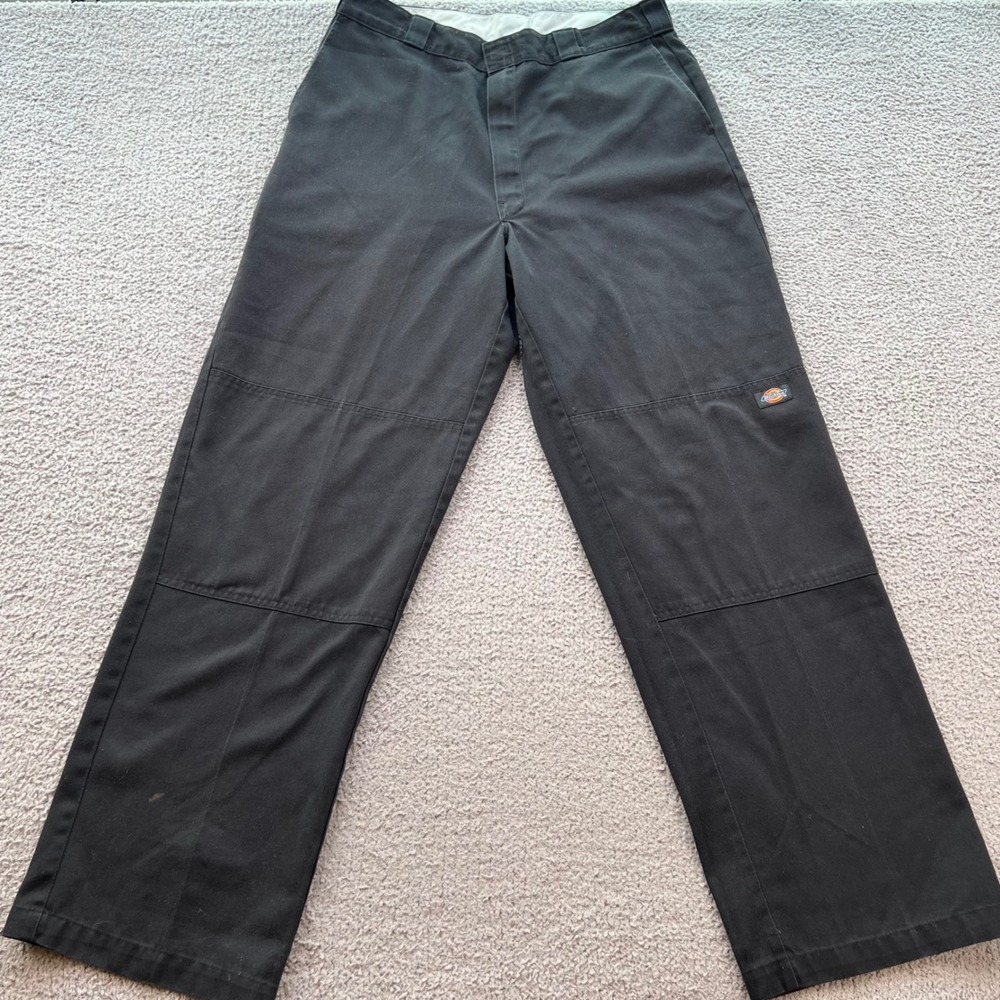 Dickies Mens Double Knee Work Pants Black Straight Leg Utility Trousers